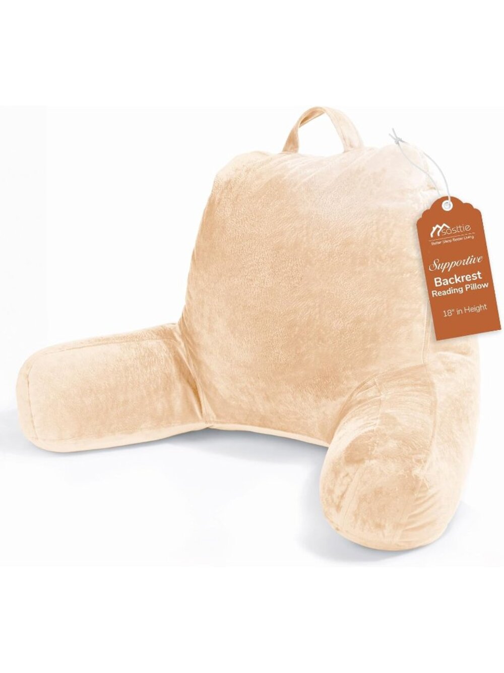 〽️Reading Pillow for Bed Back Pillow Sitting Up 18" Backrest Cushion Camel